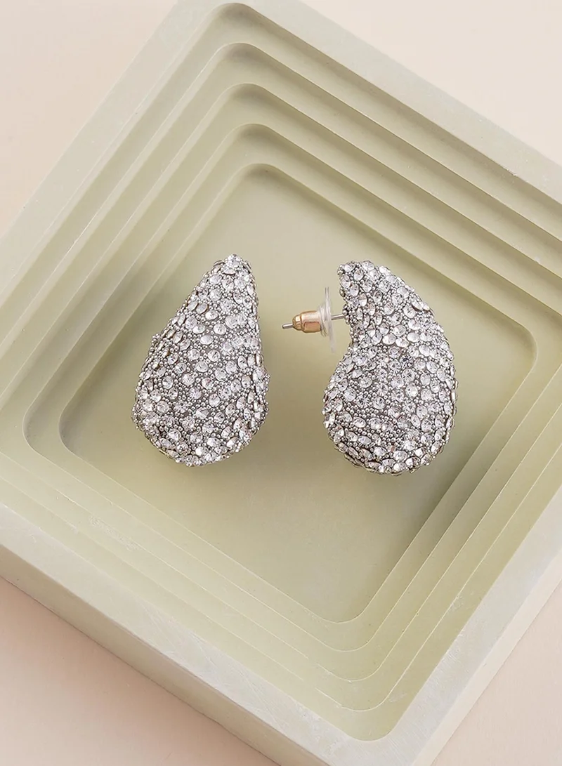 SOHI Stones Teardrop Shaped Artificial Stud Earring Jewellery