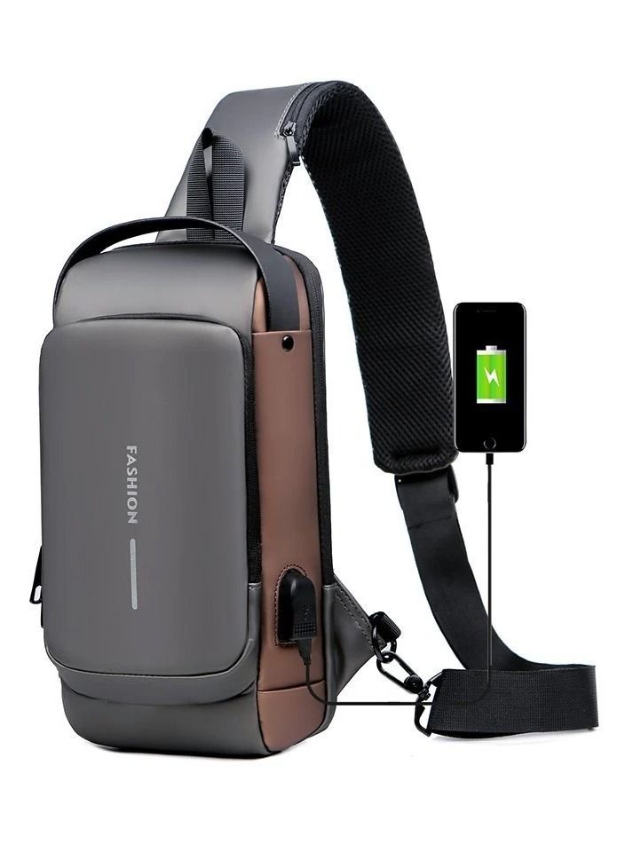 Men's Woman's Multifunctional Anti-theft USB Shoulder Bag Man Crossbody Cross Body Travel Sling Bags Chest Pack Messenger Pack for Male - Image 1