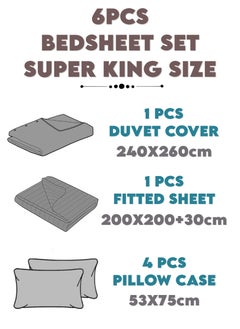 6 Pieces Super King Bed Sheet Set With Duvet Cover Bedding Set - pzsku/Z7557C8611430542B8AD5Z/45/_/1728743977/6ea0d4cc-a0aa-4239-9a8c-6f87bc959de4