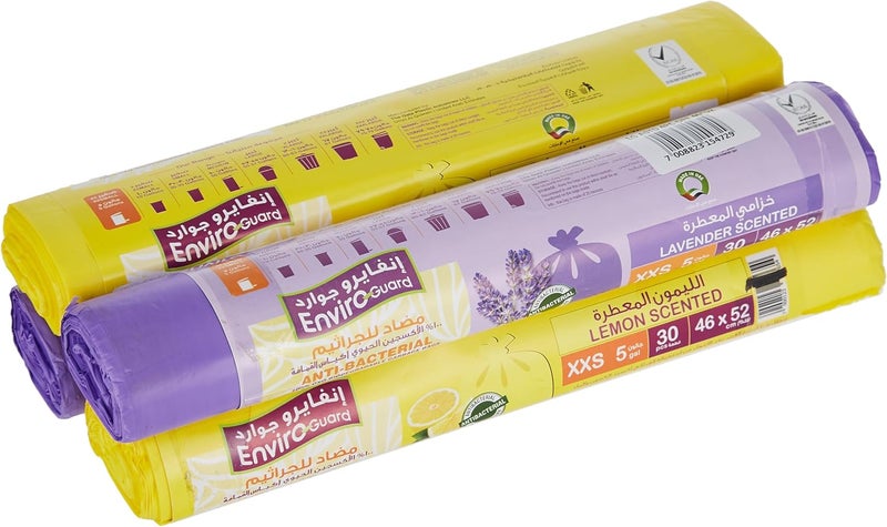 Enviro Guard Scented Garbage Bags, Pack of 4, 46 x 52 CM, 30pcs, 5 Gallons, Lavender and Lemon - Image 1