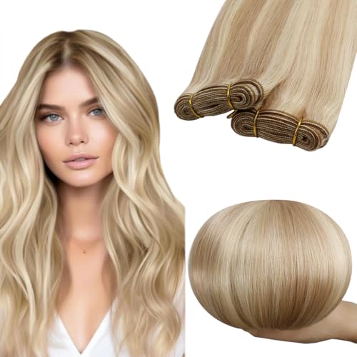 RUNATURE Sew in Hair Extensions Real Human Hair Weft Extensions Blonde Highlights Long Weft Hair Extensions Human Hair for Women Tanglefree Remy Hair 20 Inch 100g 18P60 - Image 2