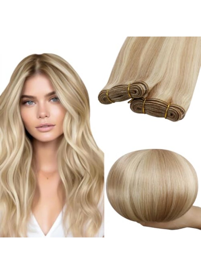 RUNATURE Sew in Hair Extensions Real Human Hair Weft Extensions Blonde Highlights Long Weft Hair Extensions Human Hair for Women Tanglefree Remy Hair 20 Inch 100g 18P60 - Image 1