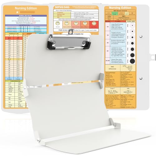 Cooperwin Clipboards Nursing Clipboard Trifold Foldable, 3 Layers Aluminum Nurse Clipboards with Nursing Edition Cheat Sheets Folding Pocket Size for Students, Nurses and Doctors (Light G) - Image 1