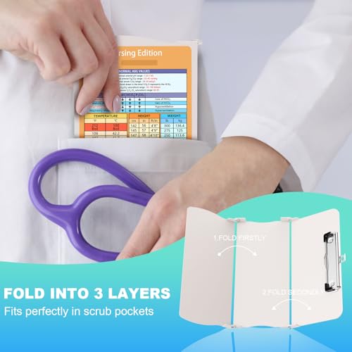 Cooperwin Clipboards Nursing Clipboard Trifold Foldable, 3 Layers Aluminum Nurse Clipboards with Nursing Edition Cheat Sheets Folding Pocket Size for Students, Nurses and Doctors (Light G) - Image 3