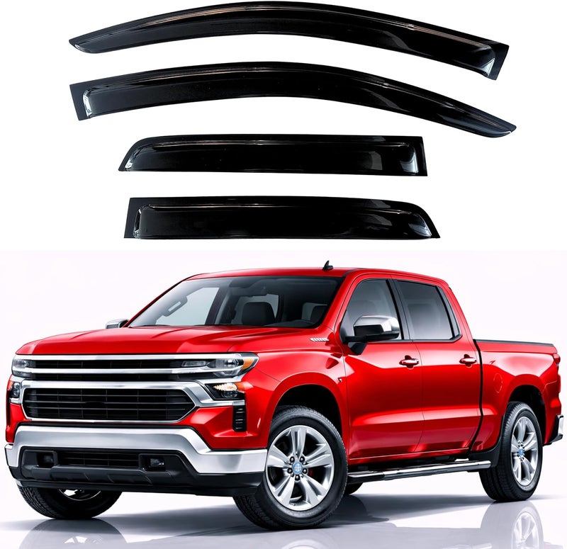 KPY Window Visor for 2019-2024 GMC Sierra & Chevrolet Silverado Crew Cab - 4PC Rain Guards - Image 1