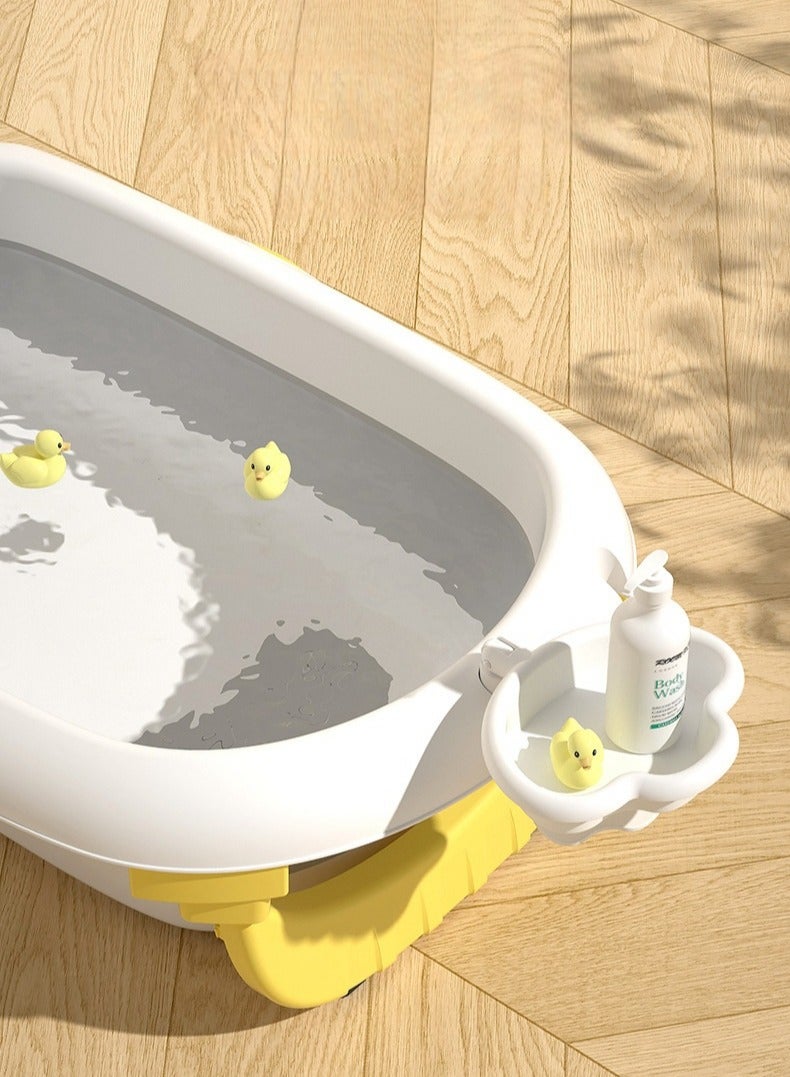 Foldable Baby Bathtub With Cushion & Water Thermometer And Drain Hole, Portable Durable Foldable Baby Bath Tub For Newborn Infants 0-36 Months - Image 4