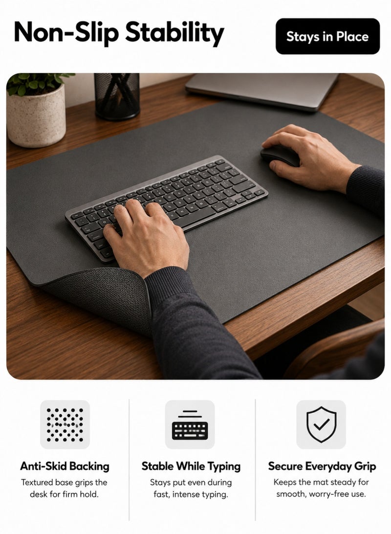 PU Leather Desk Mat 90x40cm, Large Office Desk Pad, Waterproof Non-Slip Mouse Pad, Laptop Desk Protector, Writing Mat for Home Office, Dark Grey - Image 4