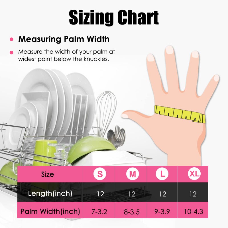 IUCGE Rubber cleaning gloves pink 3 Pairs for Household,Reuseable dishwashing gloves for Kitchen.(3,Small) - Image 2