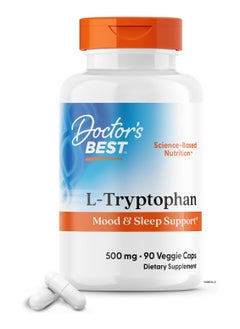 Doctor's Best L-Tryptophan , Helps Sleep, Healthy Mood & Behavior, Non-GMO, Vegan, Gluten & Soy Free, Veggie Caps, Promotes Normal, Healthy Restful Sleep, 90 Count  - Image 1