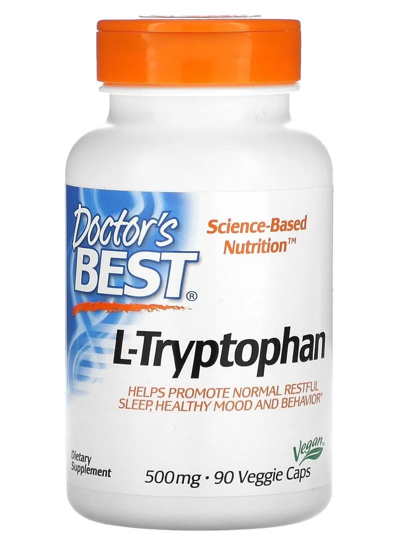 Doctor's Best L-Tryptophan , Helps Sleep, Healthy Mood & Behavior, Non-GMO, Vegan, Gluten & Soy Free, Veggie Caps, Promotes Normal, Healthy Restful Sleep, 90 Count - Image 2