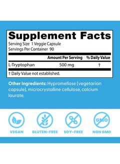 Doctor's Best L-Tryptophan , Helps Sleep, Healthy Mood & Behavior, Non-GMO, Vegan, Gluten & Soy Free, Veggie Caps, Promotes Normal, Healthy Restful Sleep, 90 Count  - Image 5