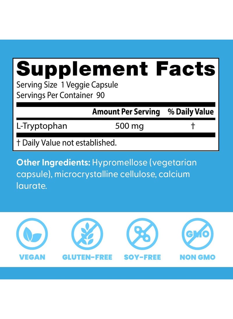 Doctor's Best L-Tryptophan , Helps Sleep, Healthy Mood & Behavior, Non-GMO, Vegan, Gluten & Soy Free, Veggie Caps, Promotes Normal, Healthy Restful Sleep, 90 Count - Image 5