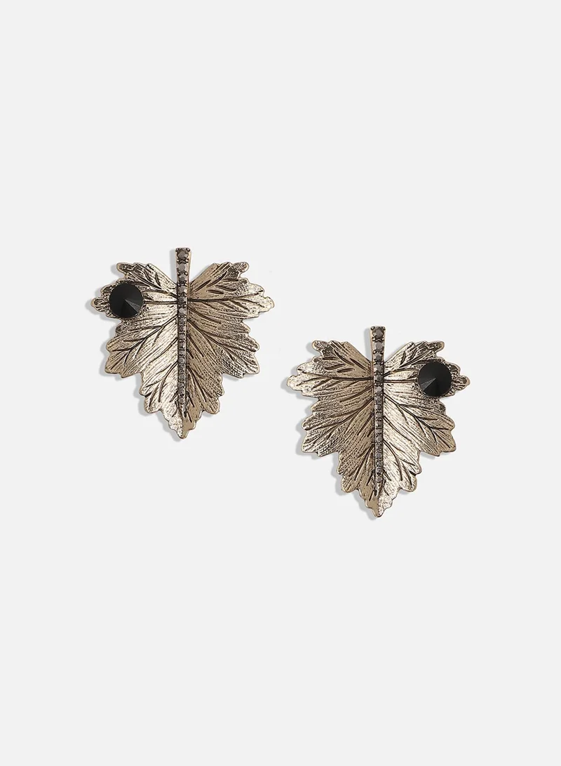 SOHI Crystal Maple Leaf Artificial Stud Earring Jewellery