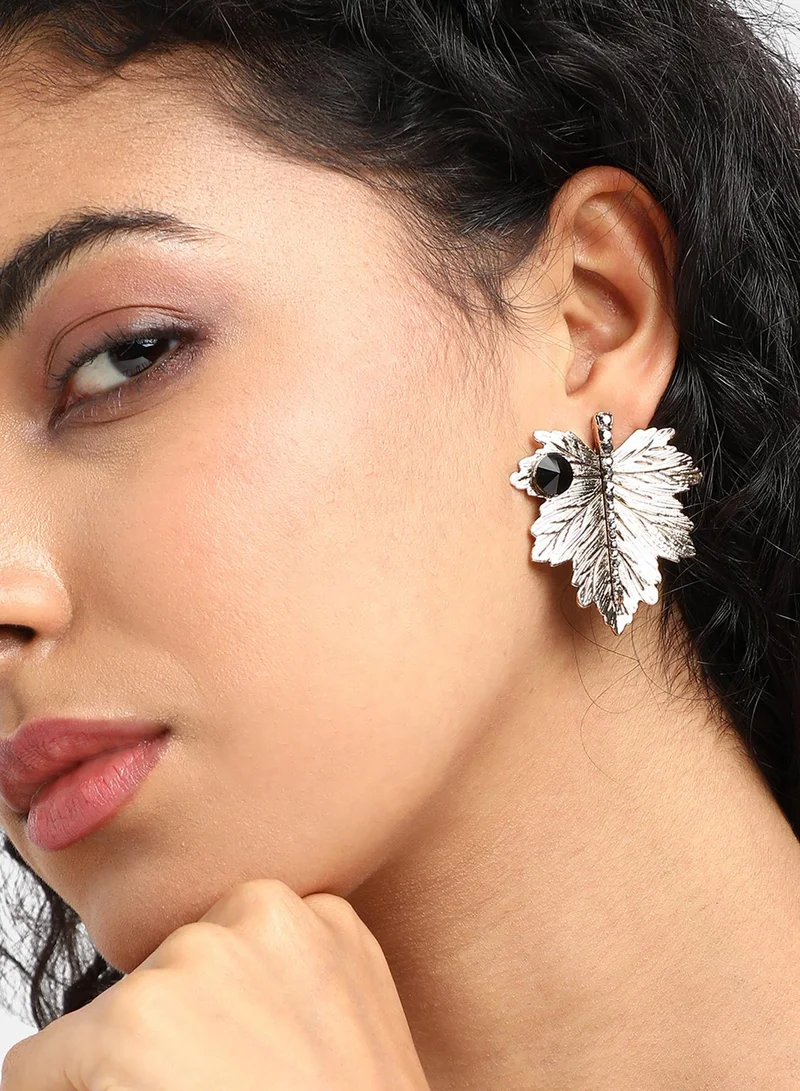 SOHI Crystal Maple Leaf Artificial Stud Earring Jewellery