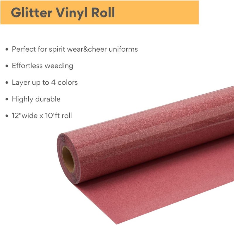 FANSGUAR Rose Gold Glitter HTV Roll -12" x10ft Pink Iron on Heat Transfer Vinyl for DIY Shirts Gifts - Image 2