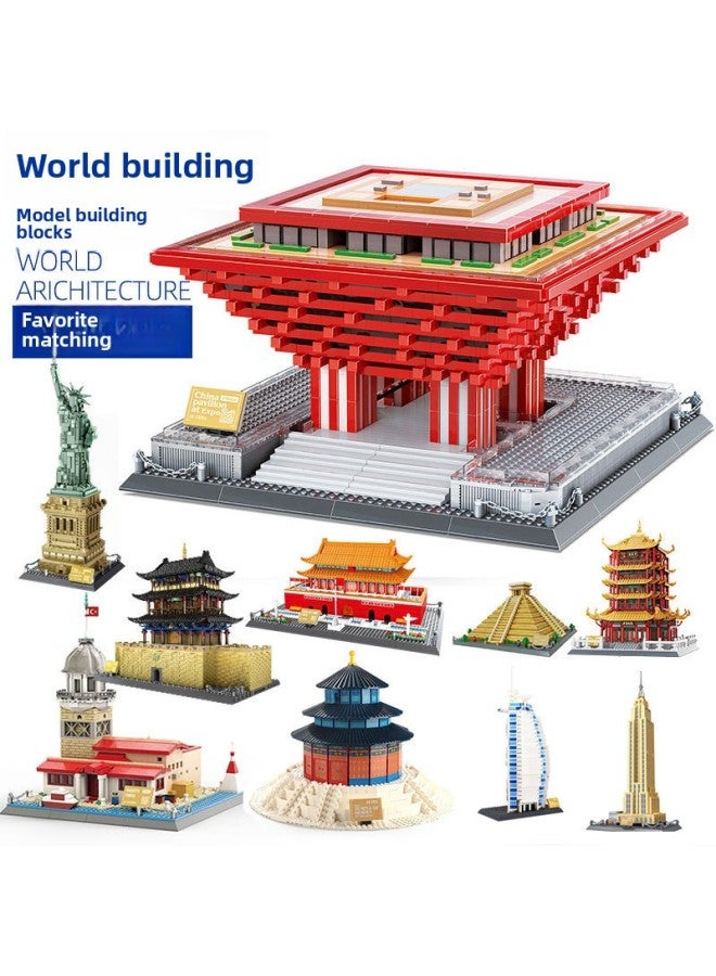 Wange 5218 Toy Supply Building Blocks Castle Building Blocks Model Splicing Building Blocks Small Particles-Color:Wange 6212: 2409PCs, Renwang Gate, Qingshui Temple, Japan  - Image 2