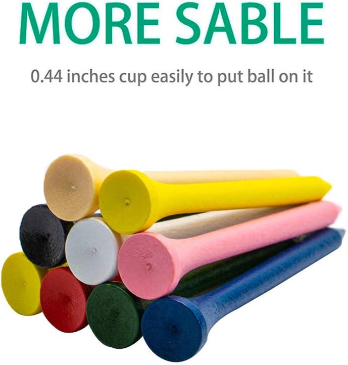 THIODOON Golf Tees Professional Natural Wood Golf Tees Pack of 100, Golfing Tees Multiple Colors Size 3-1/4 inch, 2-3/4 inch or 2-1/8 inch, Tall Golf Tees Bulk Reduce Side Spin and Friction - Image 4