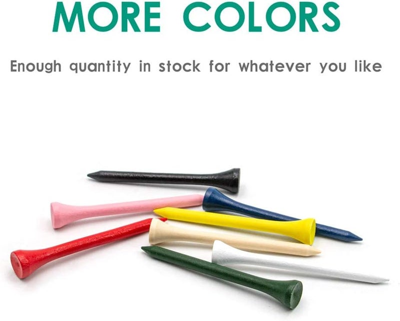 THIODOON Golf Tees Professional Natural Wood Golf Tees Pack of 100, Golfing Tees Multiple Colors Size 3-1/4 inch, 2-3/4 inch or 2-1/8 inch, Tall Golf Tees Bulk Reduce Side Spin and Friction - Image 3