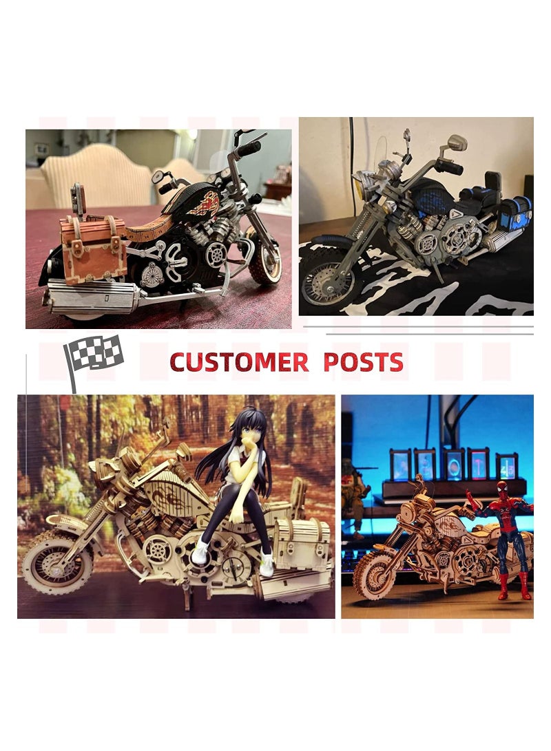3D Wooden Puzzles Motorcycle Model for Adults to Build -1:8 Mechanical Wooden Puzzles with Kickstand Birthday for Man/Woman - Image 5