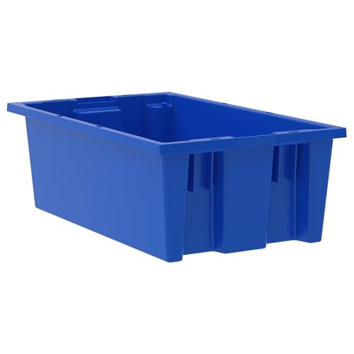 Akro-Mils 35180 Nest and Stack Plastic Storage Container and Distribution Tote, (18-Inch L x 11-Inch W x 6-Inch H), Blue, (6-Pack) - Image 1