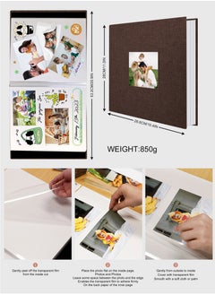 HomarKet Photo Album Self Adhesive Pages Scrapbook Magnetic Photo Albums for 4x6 5x7 8x10 Pictures Sticky Pages Books for Baby Family Wedding 11x10.4 Beige 40 Pages  - Image 2