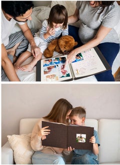 HomarKet Photo Album Self Adhesive Pages Scrapbook Magnetic Photo Albums for 4x6 5x7 8x10 Pictures Sticky Pages Books for Baby Family Wedding 11x10.4 Beige 40 Pages  - Image 5