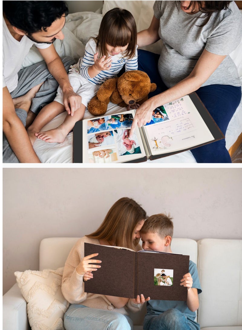 HomarKet Photo Album Self Adhesive Pages Scrapbook Magnetic Photo Albums for 4x6 5x7 8x10 Pictures Sticky Pages Books for Baby Family Wedding 11x10.4 Beige 40 Pages  - Image 5
