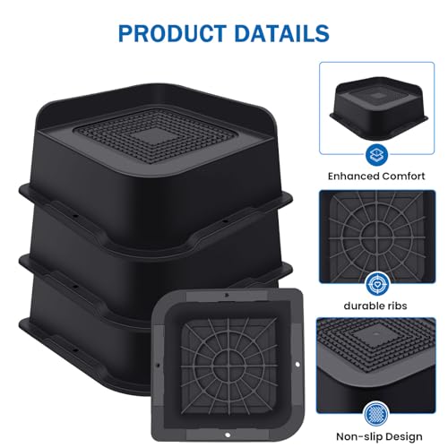 ANNKUT Bed Risers 2 Inch Heavy Duty, Furniture Risers for Bed Desk Table Sofa Couch,Oversized Bed Lifts Risers,Support up to 5000 Lbs(4 Pack Black) - Image 3