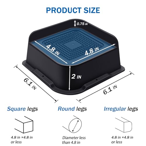 ANNKUT Bed Risers 2 Inch Heavy Duty, Furniture Risers for Bed Desk Table Sofa Couch,Oversized Bed Lifts Risers,Support up to 5000 Lbs(4 Pack Black) - Image 2