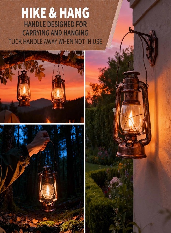 YAKii 2 Pack Vintage Oil Lamp Hurricane Lantern Kerosene Lantern for Indoor Outdoors Decorative Hanging Metal Oil Lanterns with Wick for Hiking Emergency Camping Party Decoration - Image 5