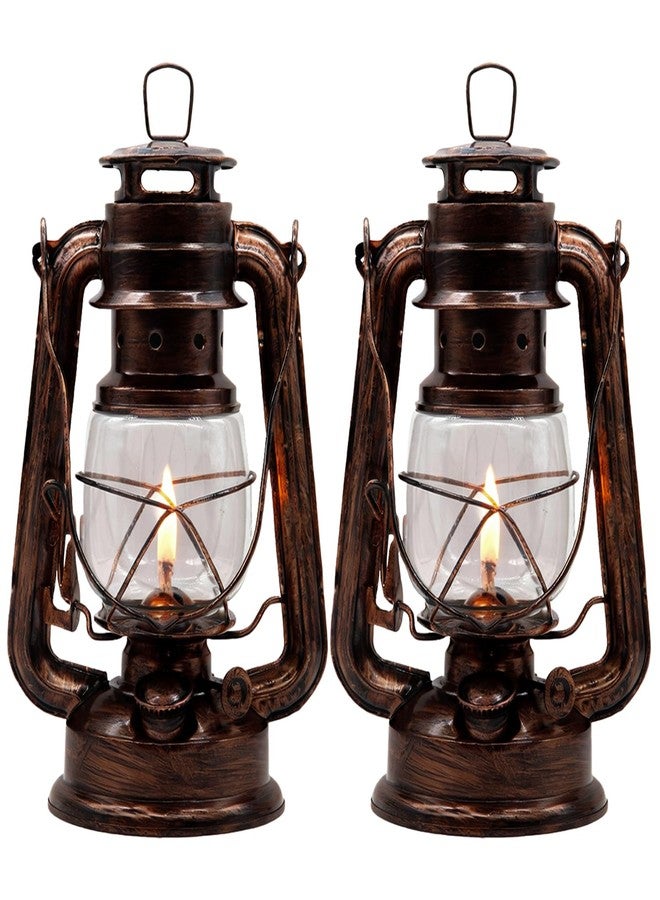 YAKii 2 Pack Vintage Oil Lamp Hurricane Lantern Kerosene Lantern for Indoor Outdoors Decorative Hanging Metal Oil Lanterns with Wick for Hiking Emergency Camping Party Decoration - Image 1