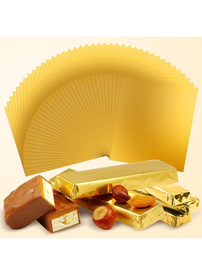 100 قطعة من أغطية ألواح الشوكولاتة، 6 × 7.5 بوصة، أغطية شوكولاتة ذهبية للتغليف بلفائف الألمنيوم المنزلية لتغليف الهدايا - Image 4