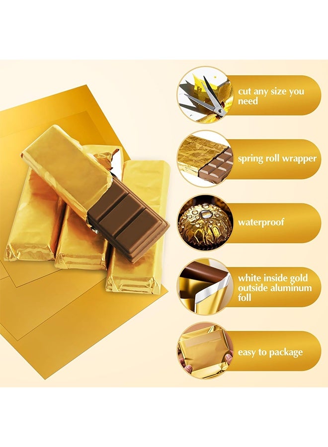 100 قطعة من أغطية ألواح الشوكولاتة، 6 × 7.5 بوصة، أغطية شوكولاتة ذهبية للتغليف بلفائف الألمنيوم المنزلية لتغليف الهدايا - Image 3