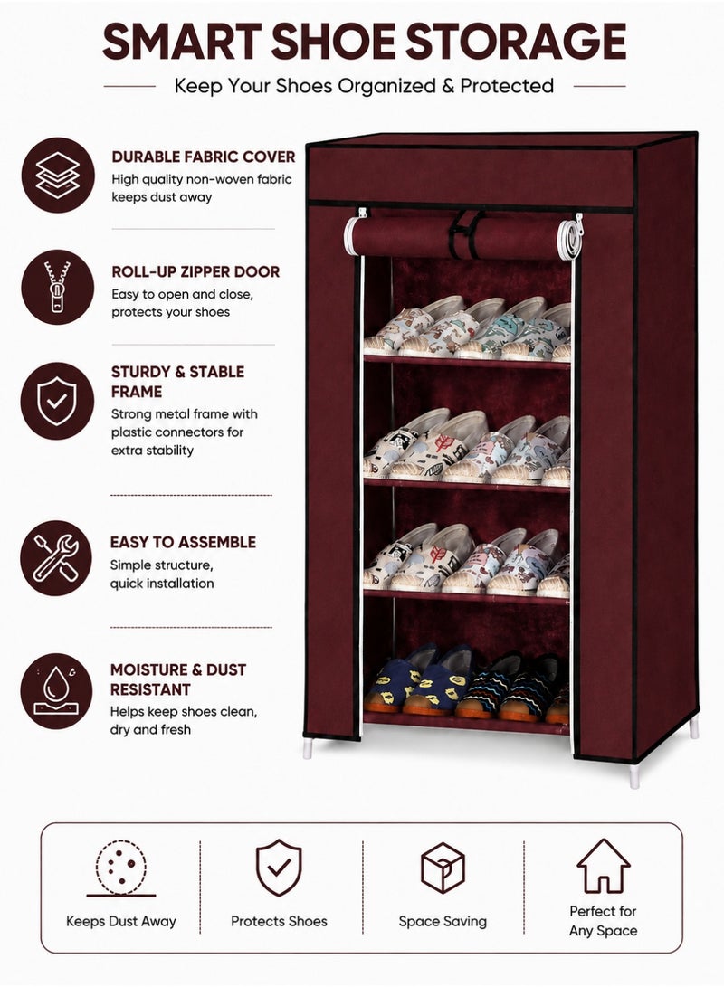 ZAICA 5-Tier Shoe Rack Organizer – Multi-Layer Storage Shelf for Shoes, Bags & Accessories, Durable Metal Frame, Space-Saving Design, Grey (90x60x30cm) - Image 2