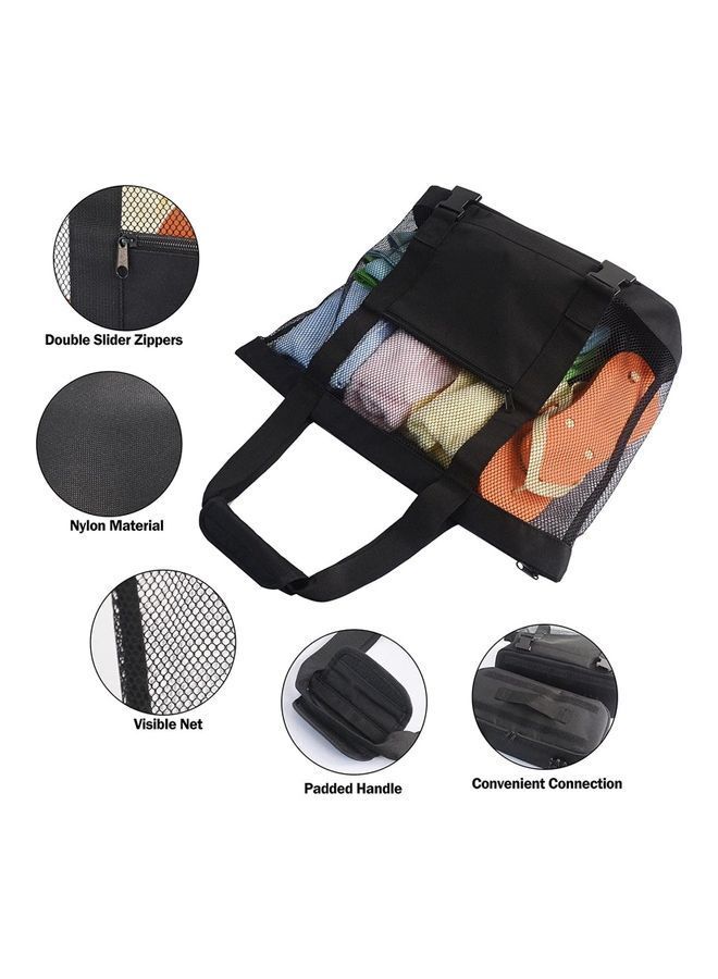NIBEMINENT Mesh Beach Picnic Tote With Insulated Cooler Bag - Image 5
