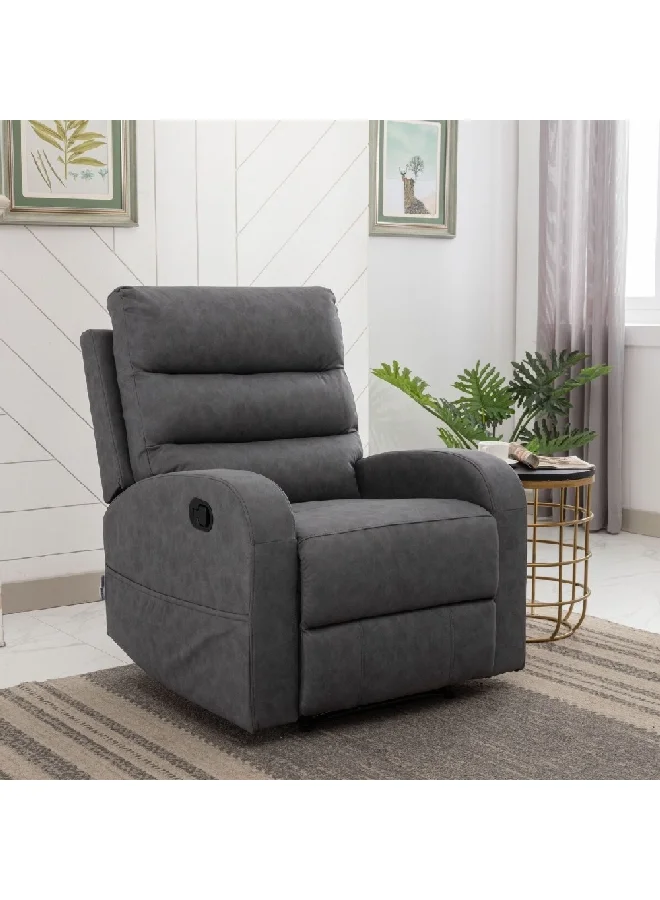 Micasa Elegant and Modern Design Manual Recliner Chair with Side Pocket Dark Grey 102.5 x 94 x 85 cm SX-81407 GREY