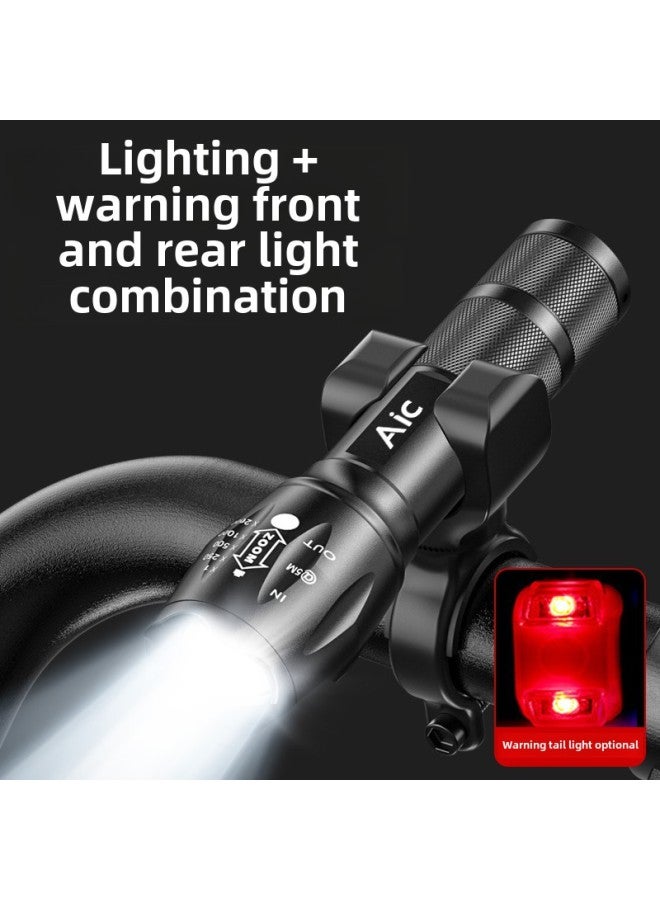Bicycle Night Riding Headlight Rechargeable Waterproof Strong Light Flashlight Focus Long-range Mountain Bike Astigmatism Light Cycling Outfit-Product Specifications:Standard Bright-100w USB Direct Charging Car Clip + Zoomable  - Image 2
