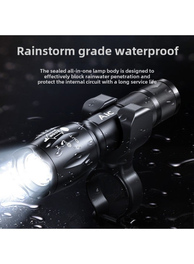 Bicycle Night Riding Headlight Rechargeable Waterproof Strong Light Flashlight Focus Long-range Mountain Bike Astigmatism Light Cycling Outfit-Product Specifications:Standard Bright-100w USB Direct Charging Car Clip + Zoomable  - Image 5