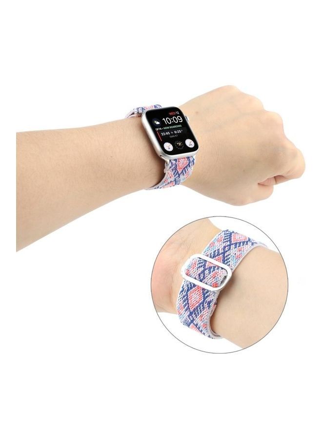 NIBEMINENT Metal Japanese Buckle Elastic Nylon Replacement Watchbands For Apple Watch Series 7/6/SE/5/4/3/2/1 41/40/38mm Multicolour - Image 3