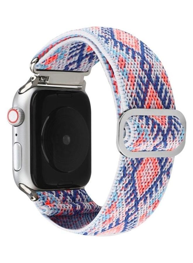 NIBEMINENT Metal Japanese Buckle Elastic Nylon Replacement Watchbands For Apple Watch Series 7/6/SE/5/4/3/2/1 41/40/38mm Multicolour - Image 2