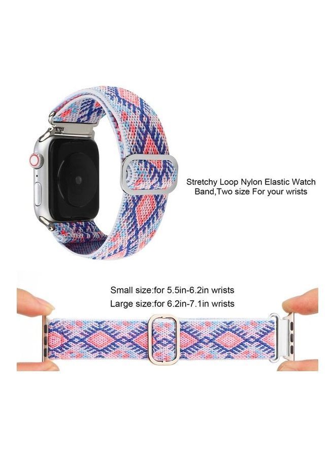 NIBEMINENT Metal Japanese Buckle Elastic Nylon Replacement Watchbands For Apple Watch Series 7/6/SE/5/4/3/2/1 41/40/38mm Multicolour - Image 4