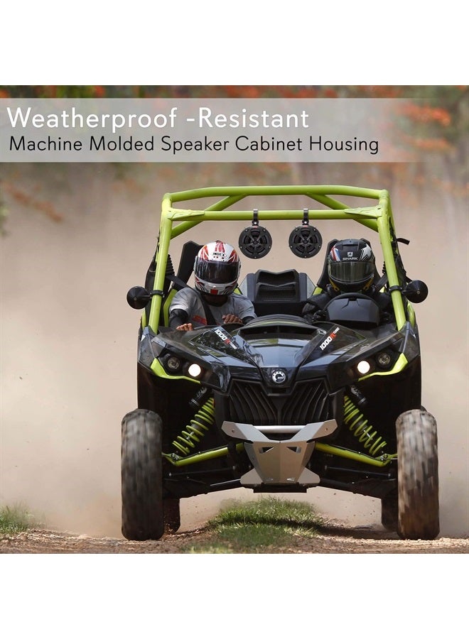 Pyle 4” Waterproof Off-Road Bluetooth Speakers -800W Power w/ Amplified Speaker System for ATV/UTV,Aux (3.5mm) Input Jack,Marine Grade Weatherproof,Great for Use w/all 12V Vehicles- PLUTV43BTA ,Black - Image 3