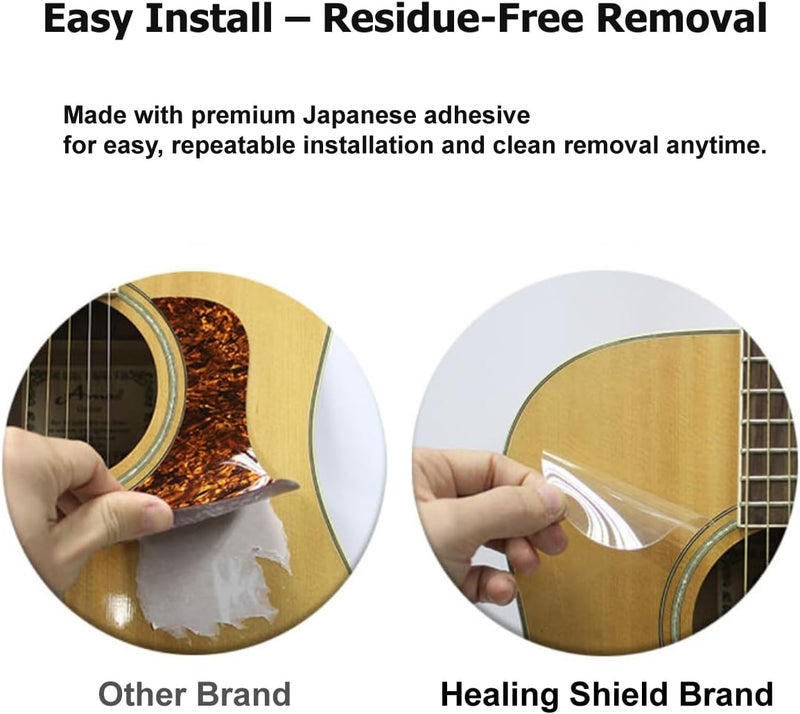 Healing Shield Premium Acoustic Guitar Pickguard Pick Guard, Transparent Self-Adhesive, Scratch Resistant Protection Coating, Anti-Dust, Anti-Fingerprint, Made in South Korea, Clear Glossy, Basic Type - Image 3