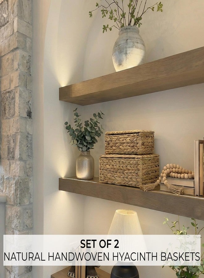 ZICOTO Decorative Storage Boxes with Lids - Set of 2 Beautiful Wicker Organizer Bins for Your Shelves & Home Decor - Safely Store Your Photos, Documents, and Memory Box Keepsakes in a Stylish Rattan Design - Image 3