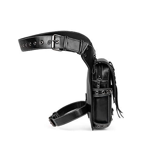 Valentoria Gothic Waist Bag Fanny Pack Leather Steampunk Crossbody Shoulder Messenger Hip Pouch (Black 038) - Image 5