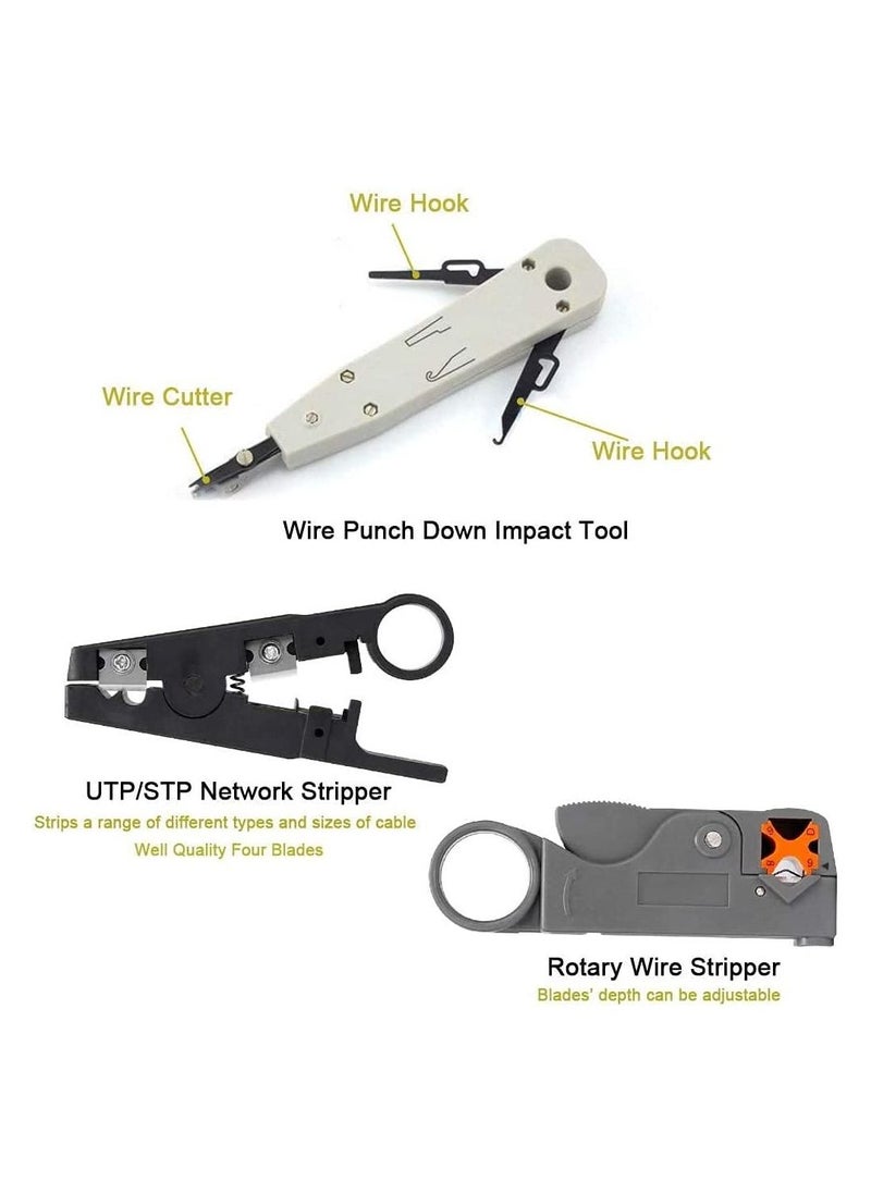 Generic - Rj45 Crimping Tool Kit for CAT5 CAT6 Professional Computer Maintenacnce LAN Cable Tester Network Repair Tool Set Pack of 8 - Image 1