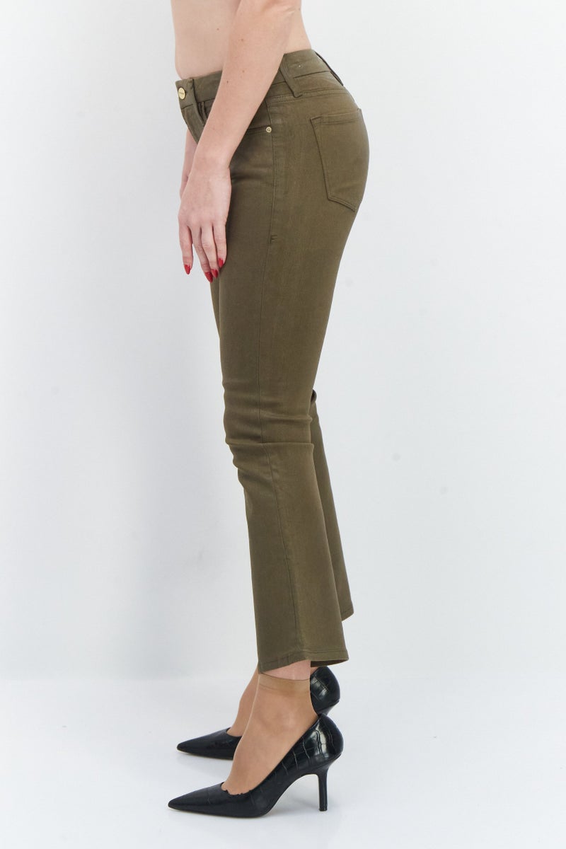 FRAME Women Regular Fit Solid Stretchable Jeans, Olive - Image 3
