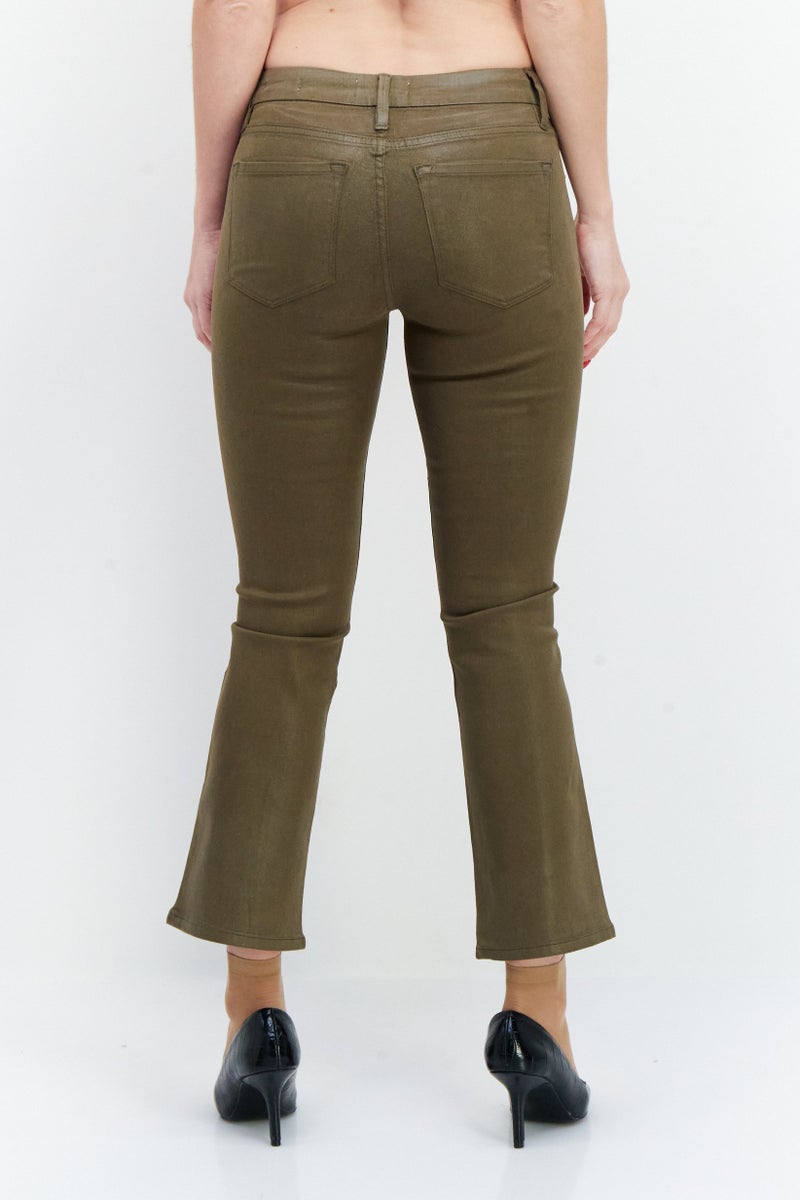FRAME Women Regular Fit Solid Stretchable Jeans, Olive - Image 2