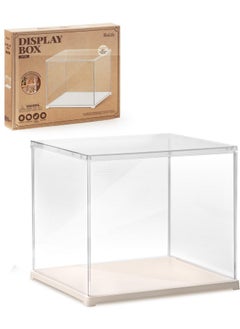Rolife Clear Acrylic Display Case For Hobby Collectibles, Easy Assemble Dust Cover Showcase Clear Storage Bins, Stackable Storage Plastic Box With Wooden Base  - Image 1