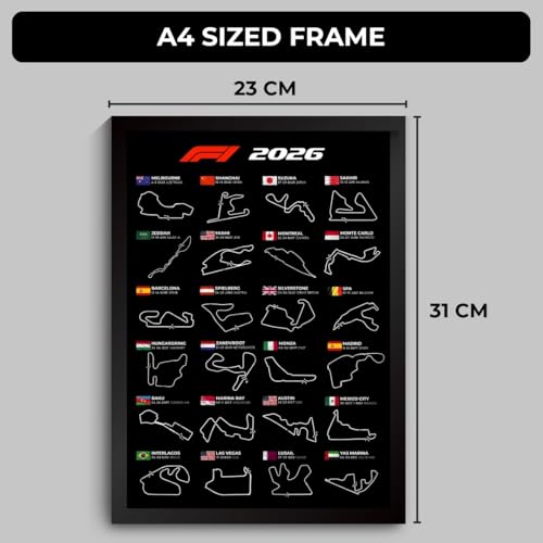 Funk You Store F1 Poster | Formula 1 Race Frame | F1 Race Calendar 2026 Poster for Wall | F1 Tracks Wall Decor | Monza, Monaco, Suzuka, Silverstone Track Room Decor Framed | Formula 1 Room Decor (F_166) - Image 2